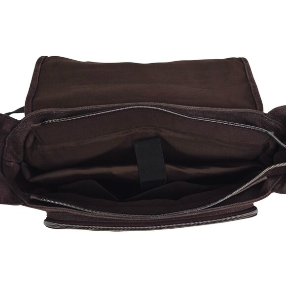 Messenger Bag for Men Women 13-14 Inch Laptop Water Resistant Shoulder Bag Brown - Picture 5 of 11